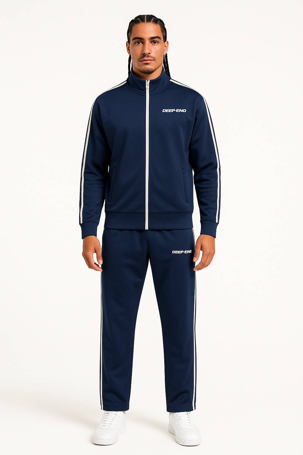 DEEP-END Contrast Side-Stripe Stand Collar  Jacket