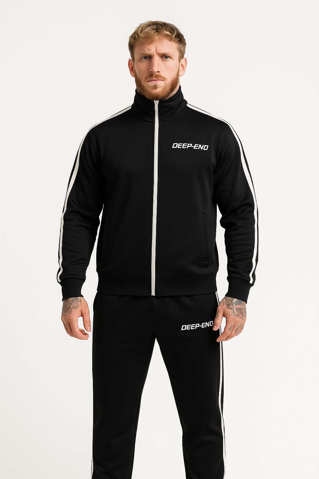 DEEP-END Contrast Side-Stripe Stand Collar  Jacket