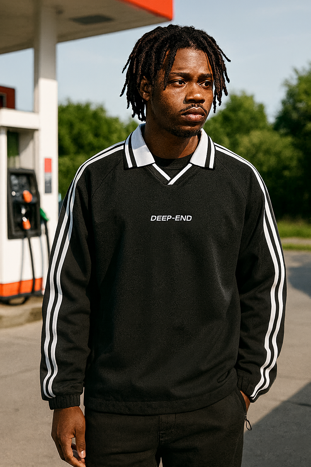 Deep-End  Lapel Collar Sweatshirt