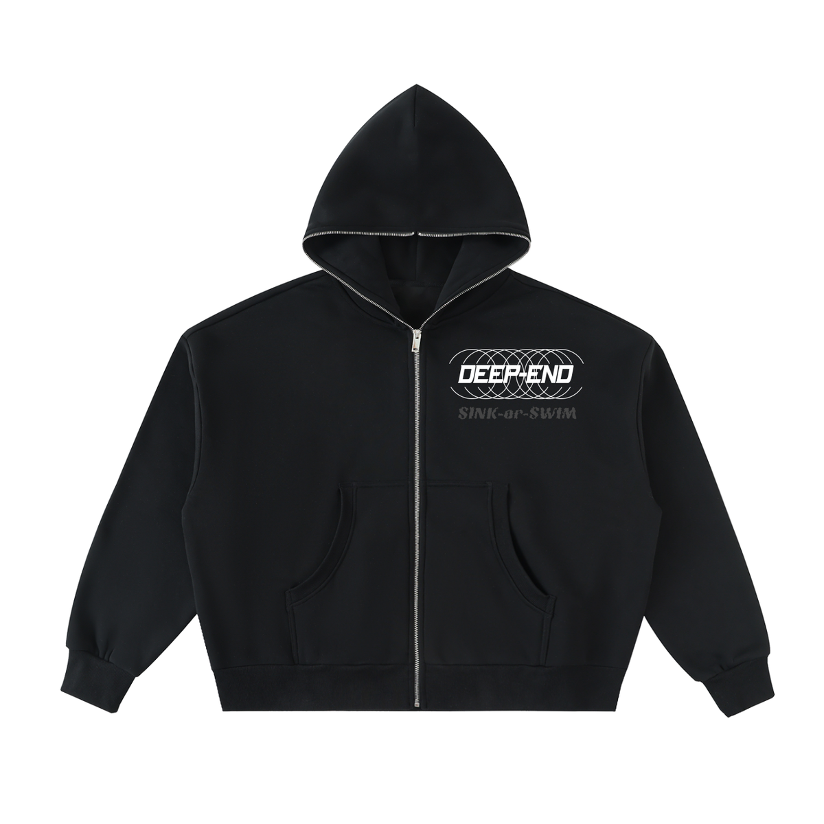 Deep-End Sink or Swim Fleeced Full-Zip Boxy Hoodie